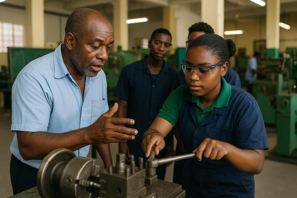 Professional developing technical skills through workplace training