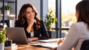 Hiring manager and recruitment consultant discussing a technical role brief